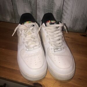 Nike Air Force 1 '07 LV8 3 Peace Shoes Mens Sz 10.5 White Black Low Top Sneakers